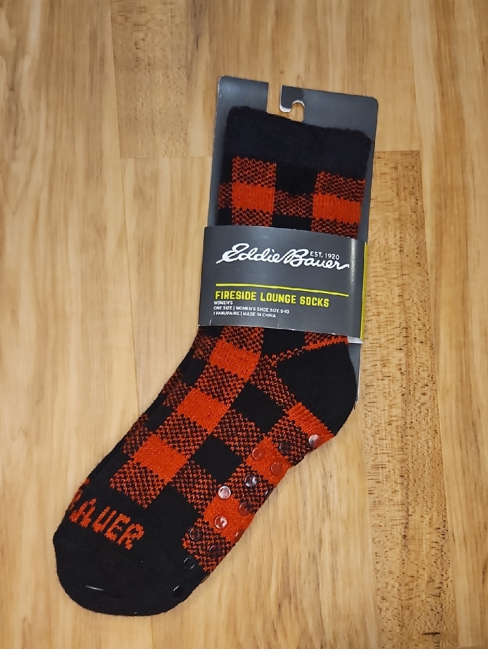 Eddie Bauer Black & Red Buffalo-Check Lounge Socks
